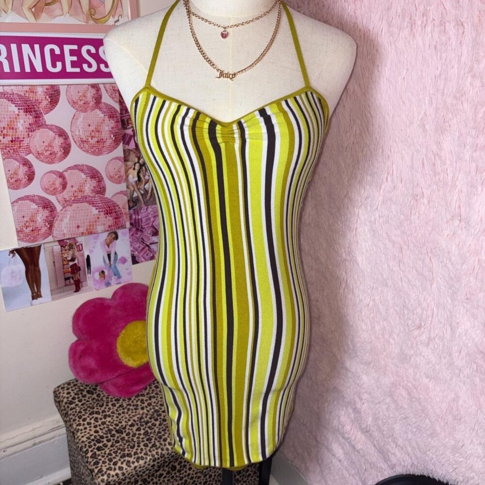 Sunday best green and brown halter dress